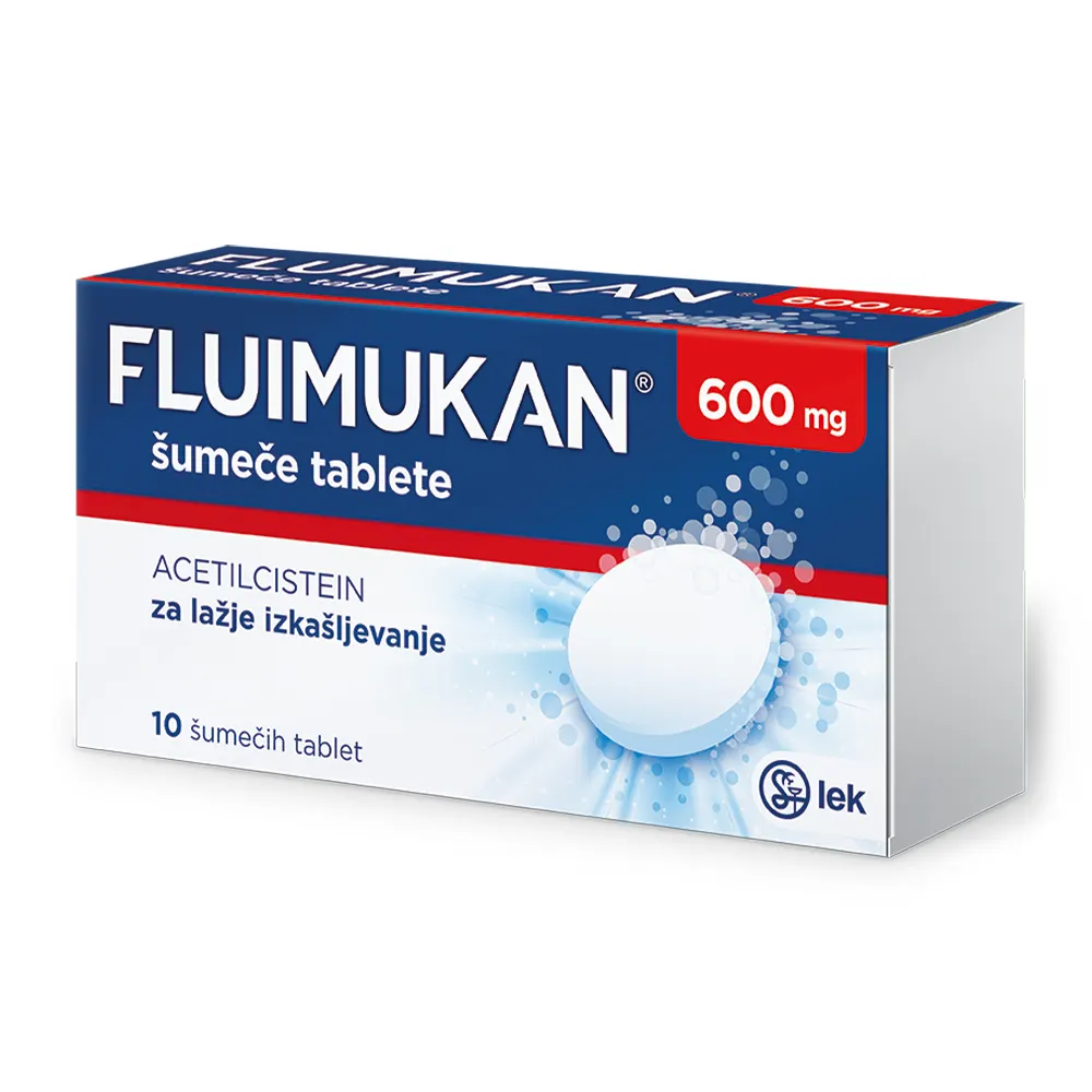 Fluimukan 600 mg, šumeče tablete (10 šumečih tablet)
