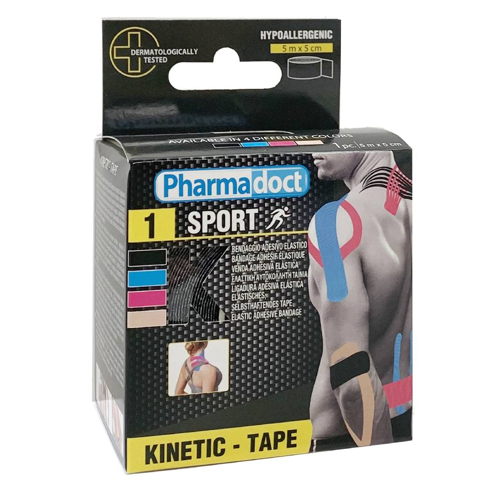 Pharmadoct, kineziološki trak - črn (5 cm x 5 m)