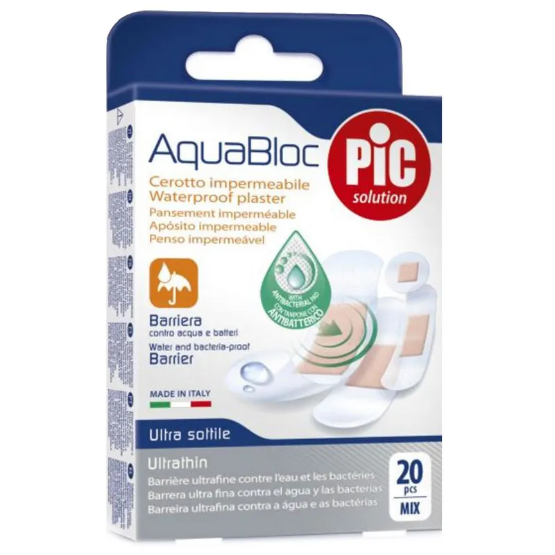 Aquabloc, antibakterijski obliži različnih velikost - 20 obližev
