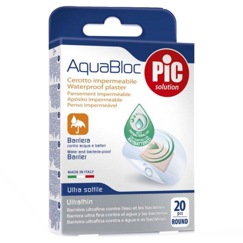 Aquabloc, antibakterijski obliži - okrogli (20 obližev)
