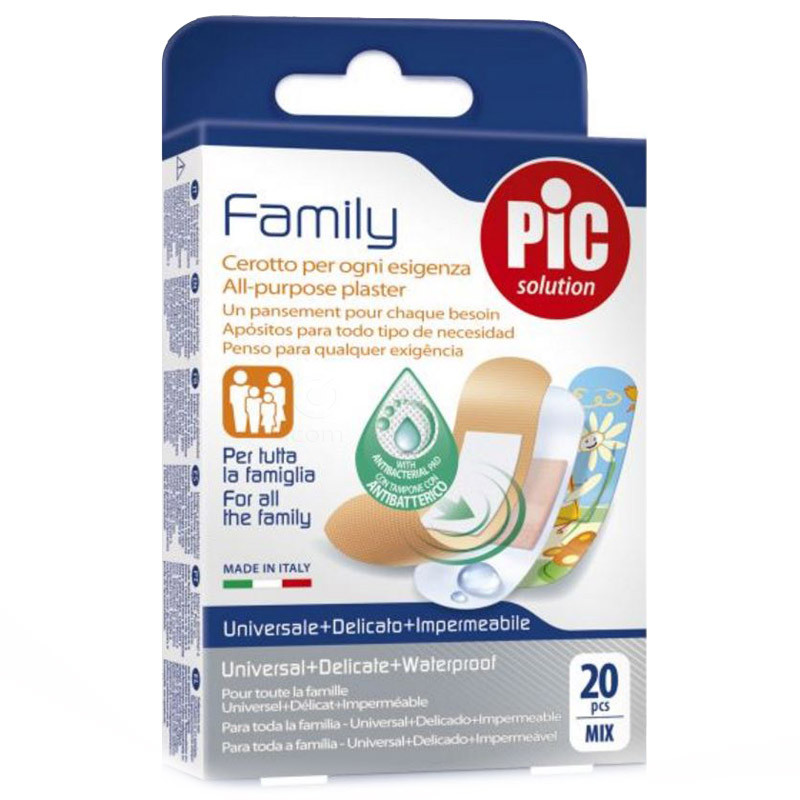 PIC Family, antibakterijski obliži mešanih velikosti (20 obližev)
