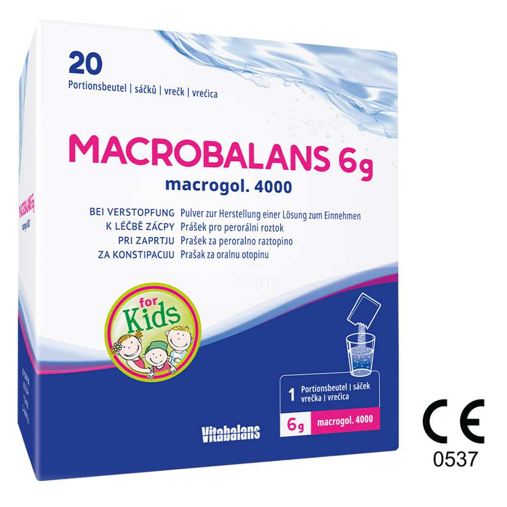 Macrobalans Kids Vitabalans, prašek proti zaprtju - 6 g (20 vrečk)
