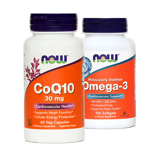 Koencim Q10 30 mg NOW in Omega-3 NOW, kapsule - paket (60 kapsul + 100 kapsul)