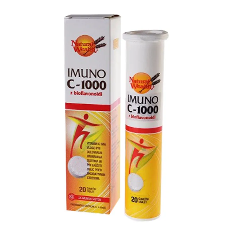 Natural Wealth Imuno C-1000 z bioflavonoidi, šumeče tablete (20 tablet)