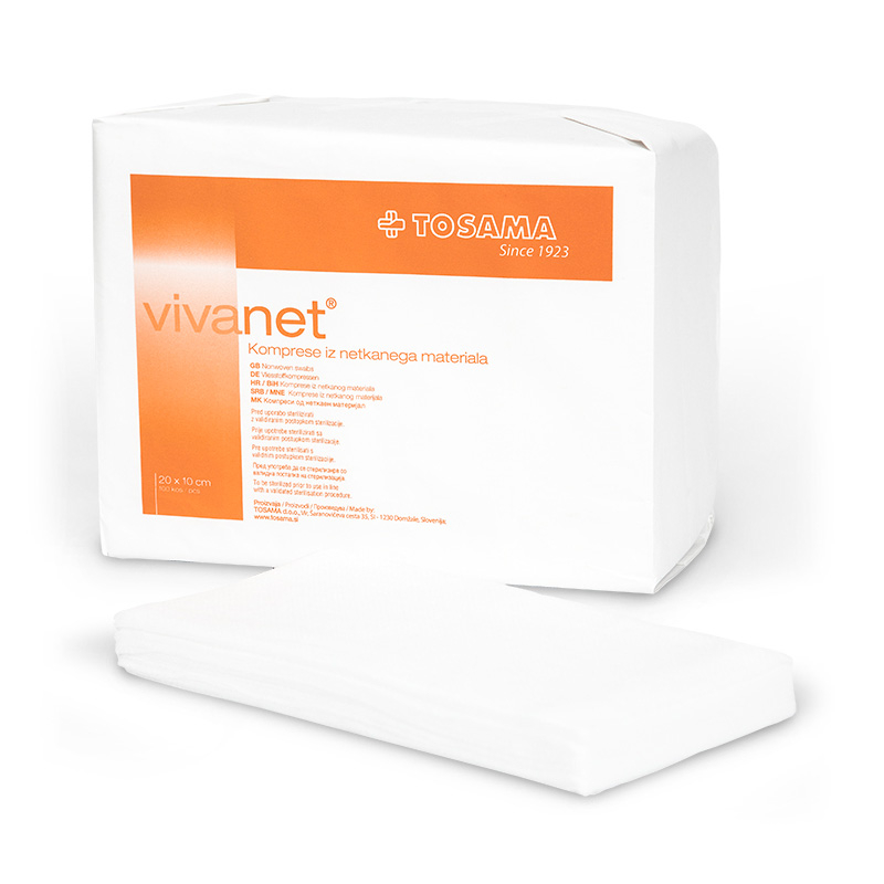 Vivanet, netkane nesterilne komprese 20 x 10 cm (100 kompres)