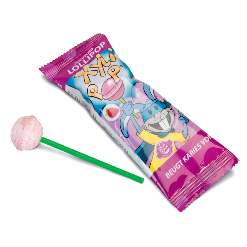 XyliPOP, lizika za preventivno in zobno nego z okusom jagode (50 lizik)