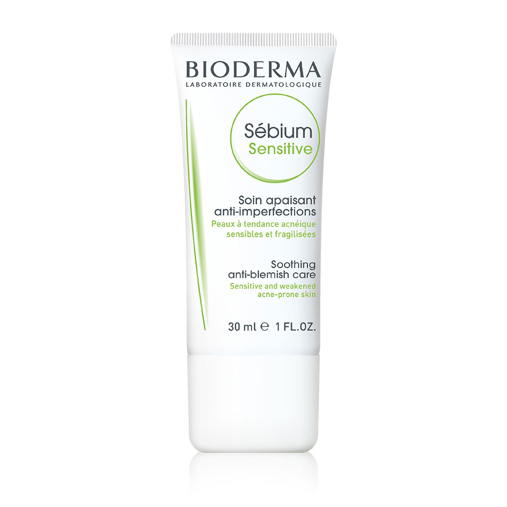 Bioderma Sebium Sensitive, pomirjujoča nega za občutljivo, k aknam nagnjeno kožo (30 ml)