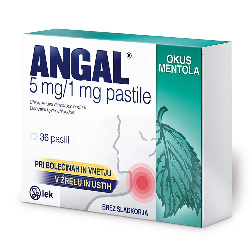 Angal 5 mg/1 mg, pastile z okusom mentola (36 pastil)