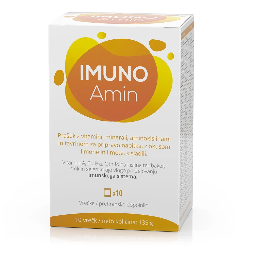 Imuno Amin, prašek za pripravo napitka z okusom limone in limete (3 vrečke)