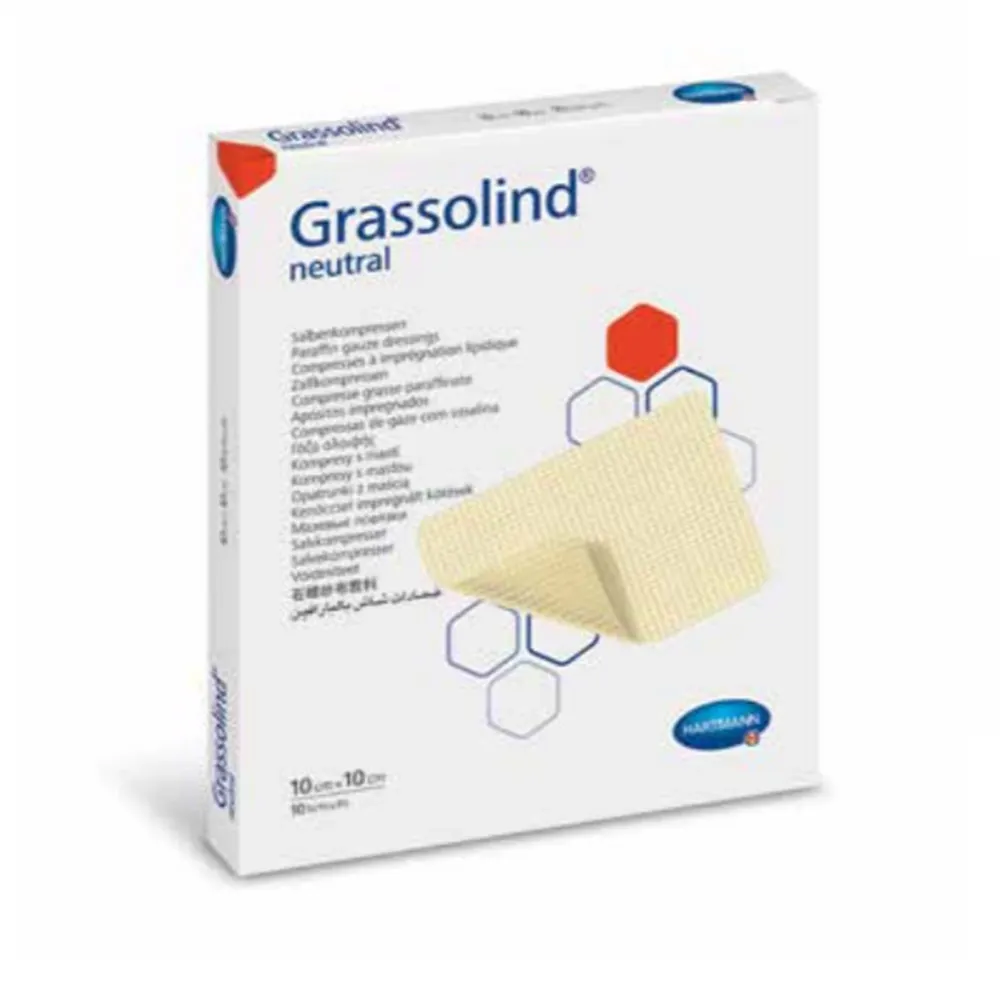 Grassolind Neutral, vazelinska gaza - 5 x 5 cm (10 gaz)
