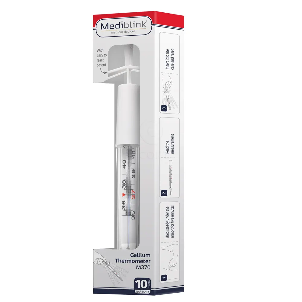 Mediblink M370, galijev termometer s patentom za lažje zbijanje temperature (1 termometer + etui)