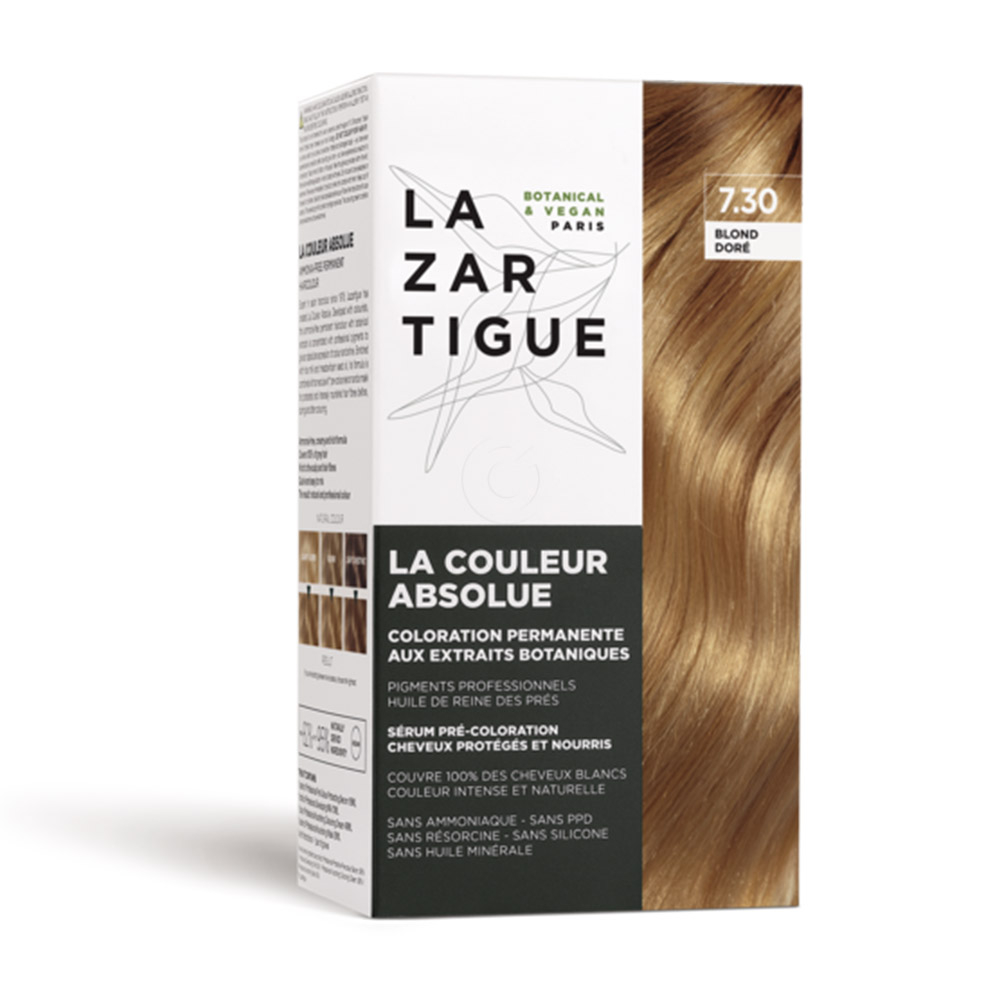 Lazartigue, veganska barva za lase - zlato blond 7.30 (1 komplet)
