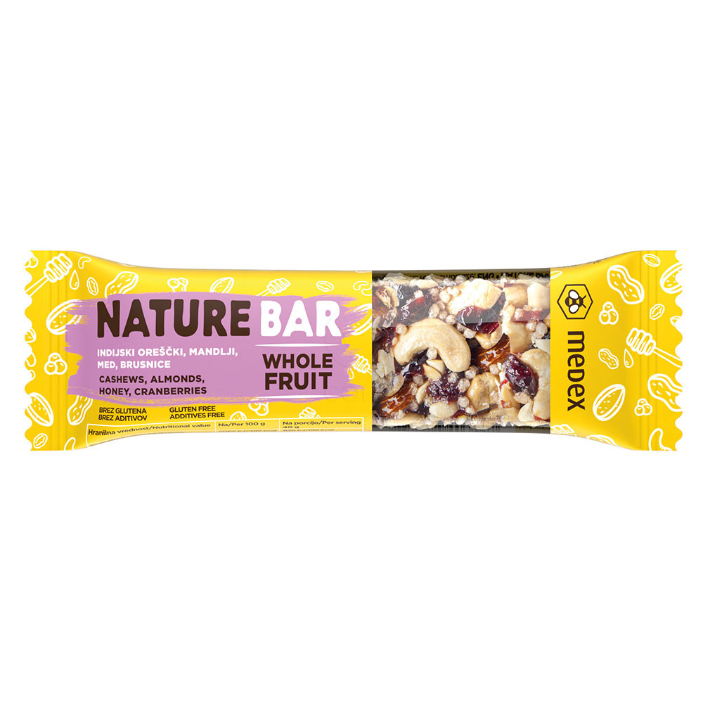 Medex, Nature bar ploščica - brusnica (40 g)