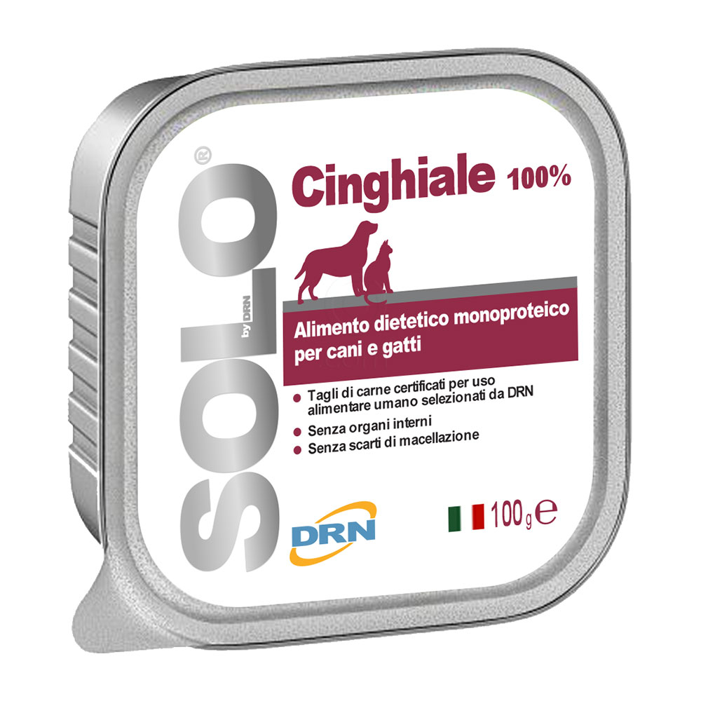 Solo Cinghiale, monoproteinska dieta za pse in mačke z divjim prašičem (6 x 100 g)