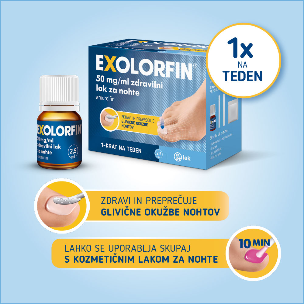 Exolorfin 50 mg/ml, zdravilni lak za nohte (2,5 ml)