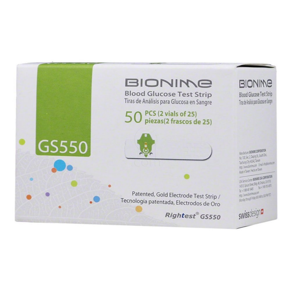 Bionime Rightest GS550, testni lističi (50 testnih lističev)