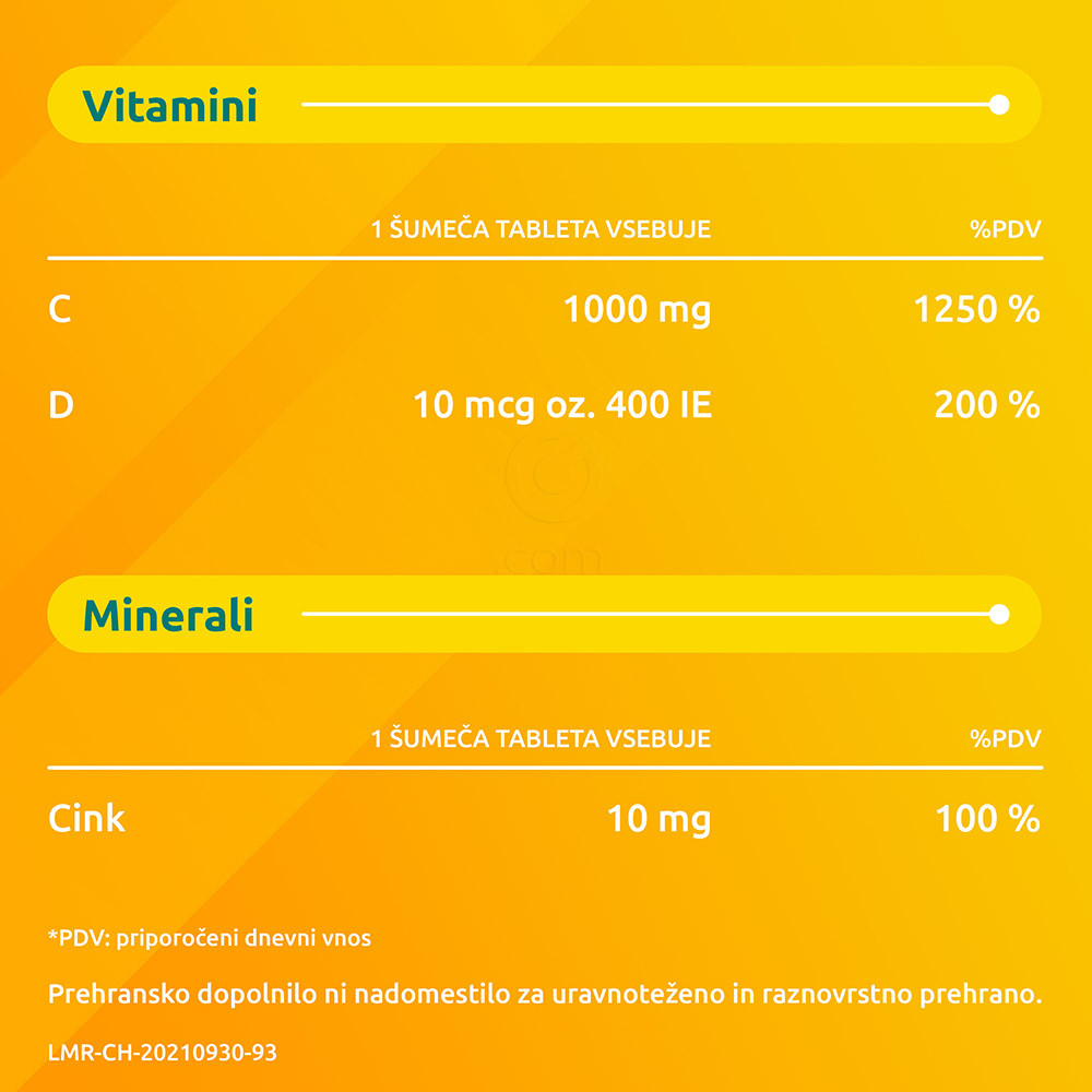 Supradyn Imuno Boost Vitamin C + Vitamin D + Cink, šumeče tablete (20 tablet)