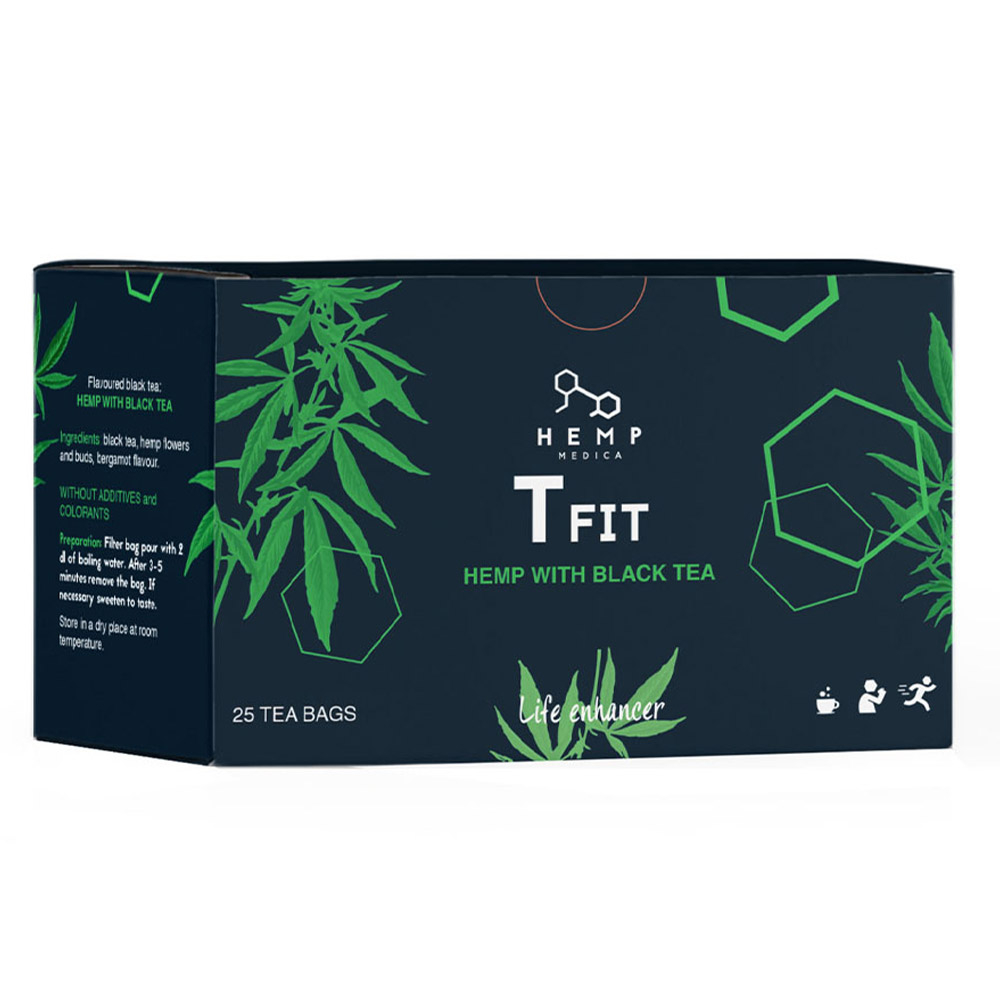 Herba Medica T-Fit, črni čaj s konopljo in bergamotom (25 x 1,4 g)