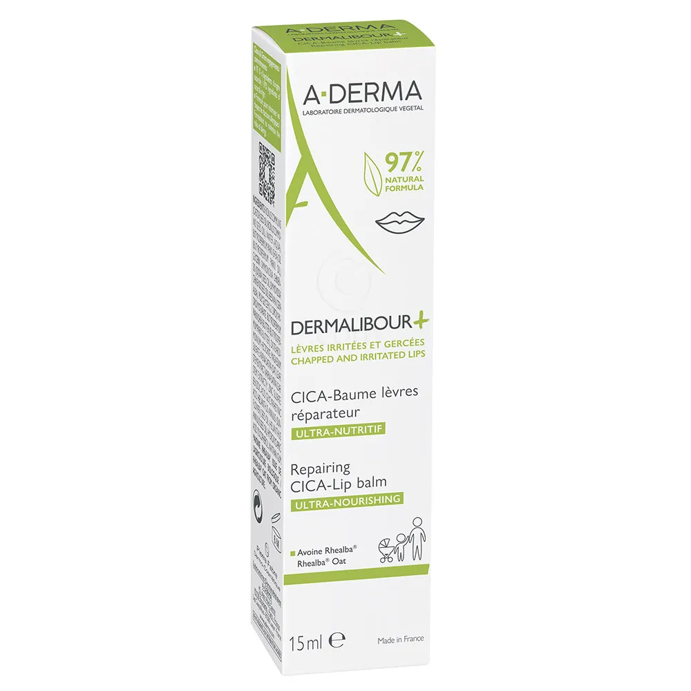 A-Derma Dermalibour+, obnavljajoči cica balzam za ustnice (15 ml)