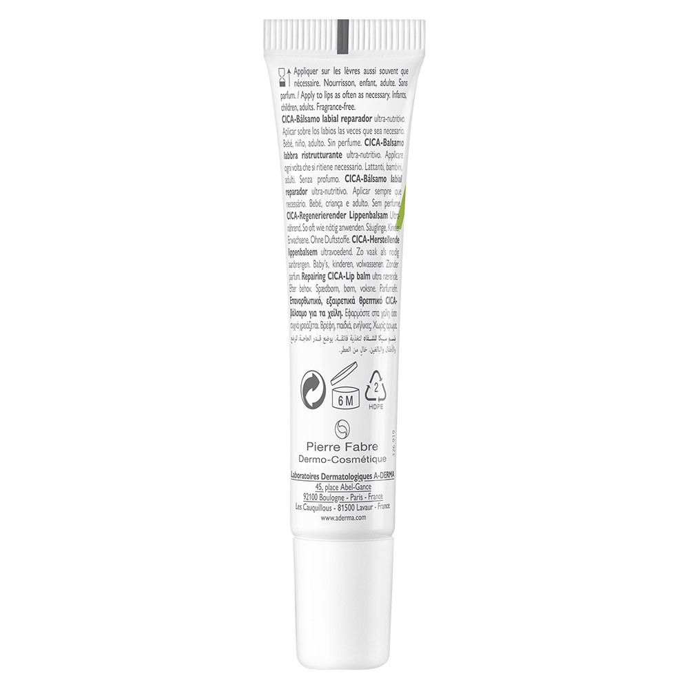 A-Derma Dermalibour+, obnavljajoči cica balzam za ustnice (15 ml)