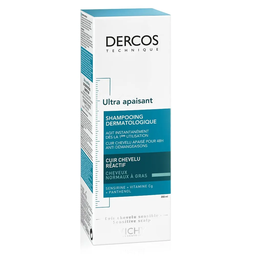 Vichy Dercos Sensitive, pomirjujoč šampon za normalne do mastne lase (200 ml)