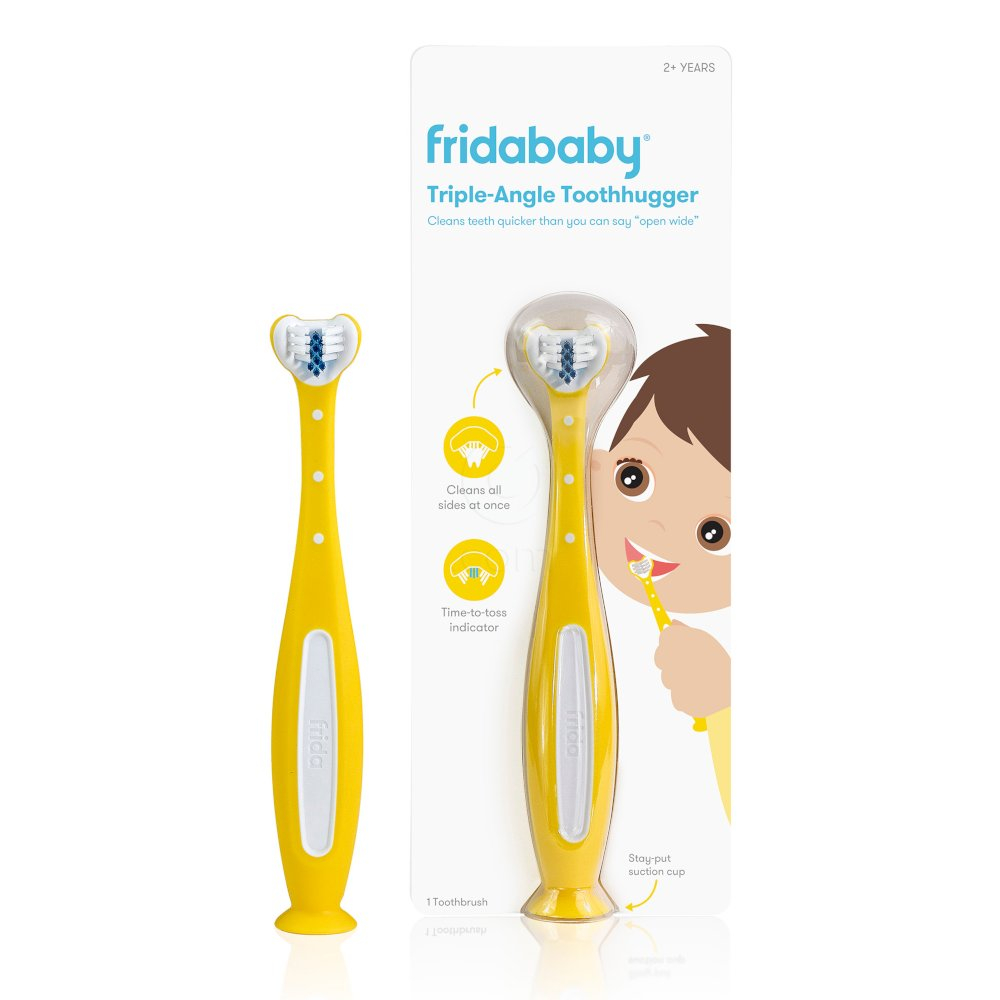 Frida Baby Toothhugger, trikotna otroška zobna ščetka - rumena (1 ščetka)