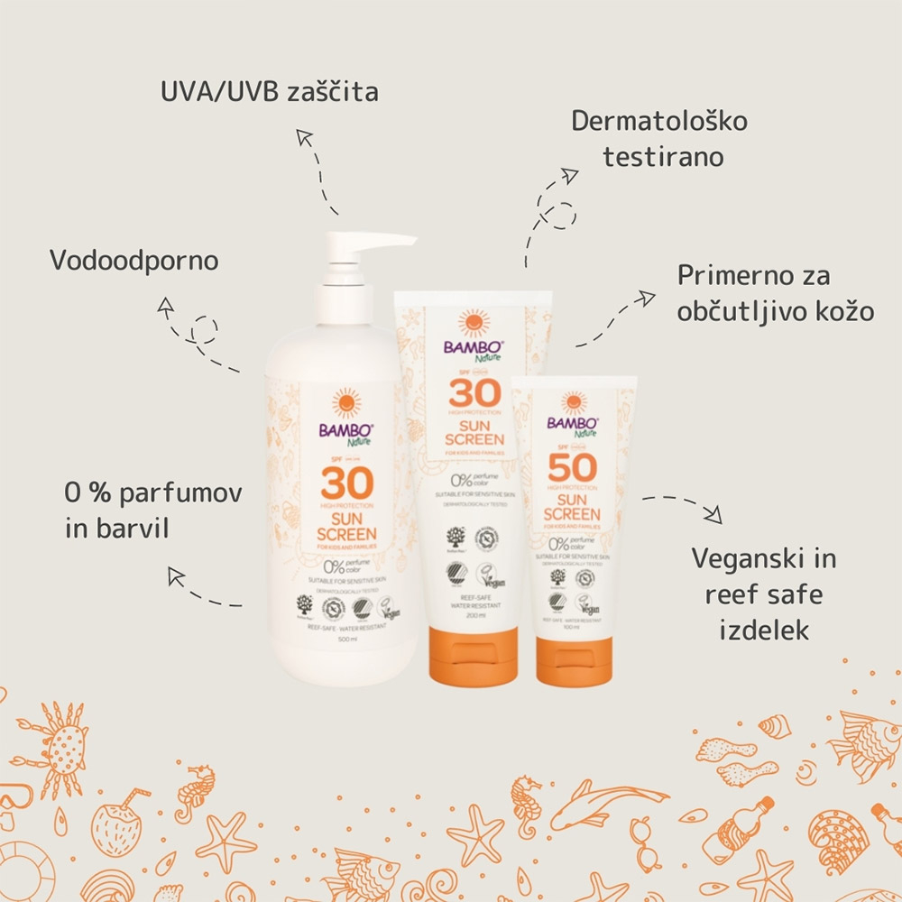 Bambo Nature Sunscreen, losjon za zaščito kože pred soncem - ZF30 (500 ml)