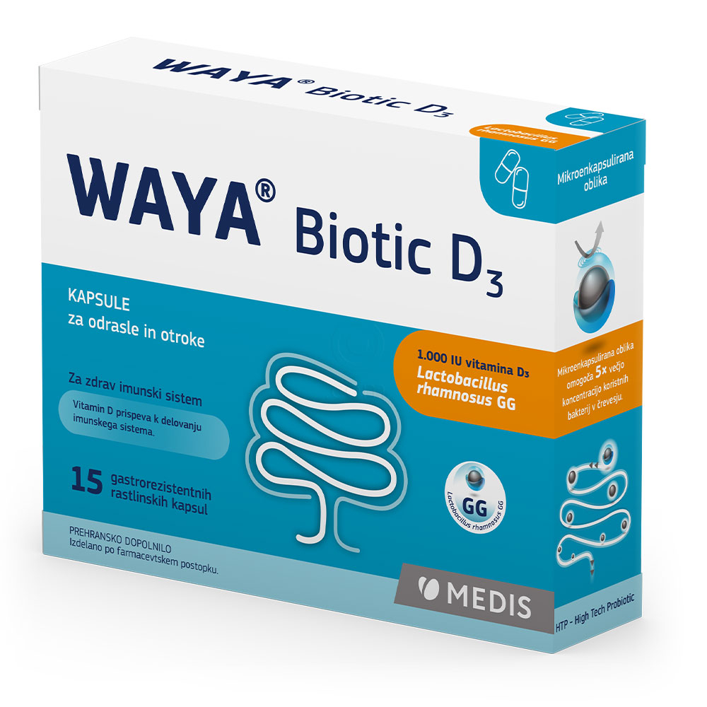 Waya Biotic D3, kapsule za odrasle in otroke - paket (2 x 15 kapsul)