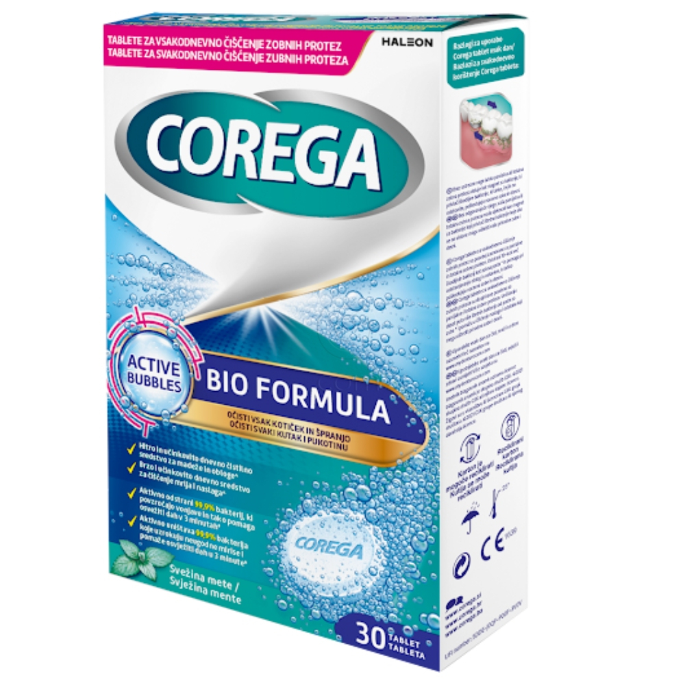 Corega Bio Formula, 30 tablet za čiščenje proteze (30 tablet)