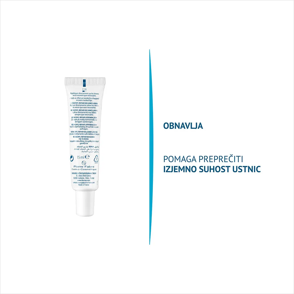 Ducray Keracnyl Repair, balzam za ustnice (15 ml)