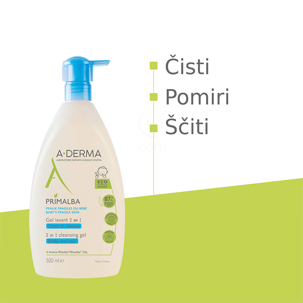 A-Derma Primalba, gel za umivanje las in telesa (500 ml)
