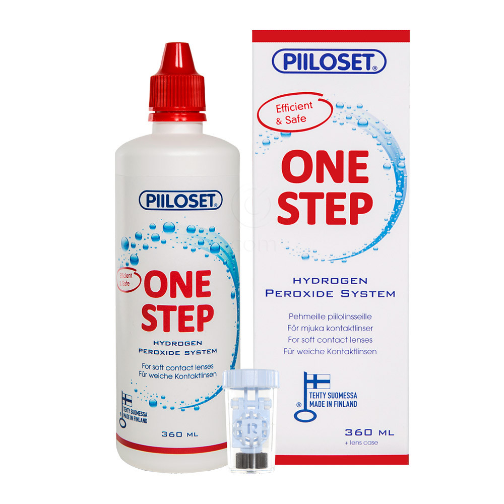 Piloset Onestep, sistem z vodikovim peroksidom za vse vrste kontaktnih leč (360 ml + posodica)