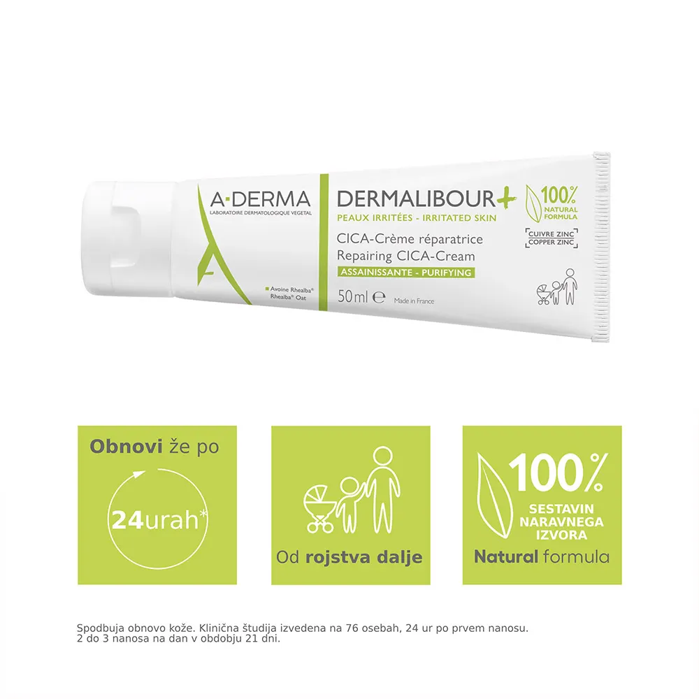A-Derma Dermalibour+, obnavljajoča CICA-krema (50 ml)