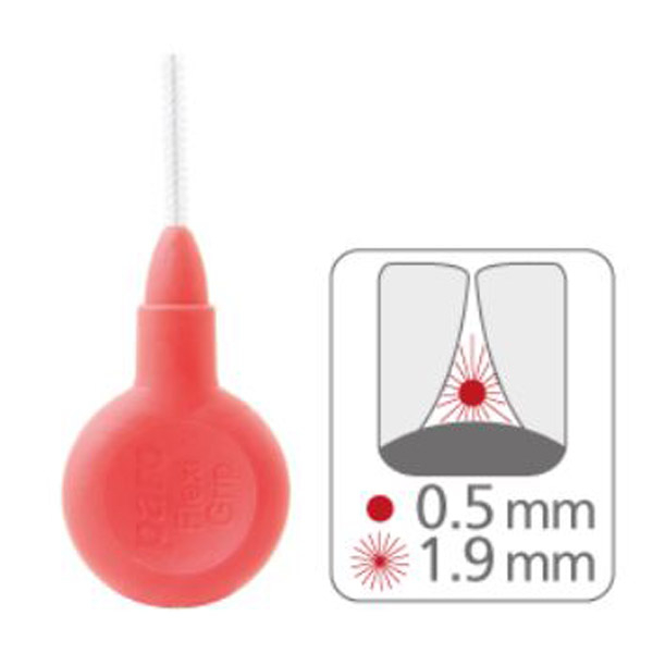 Paro Flexi grip, medzobna ščetka - rdeča (4 ščetke + držalo + blister)