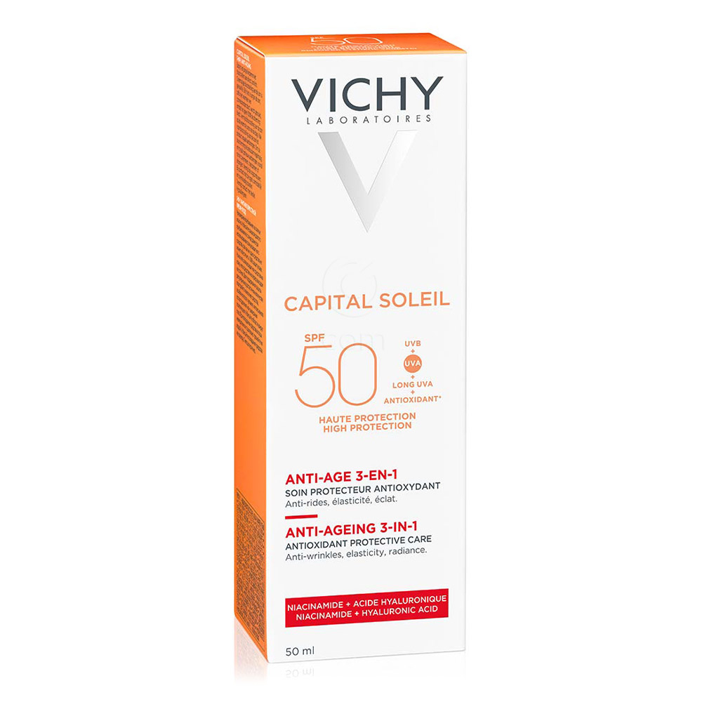 Vichy Capital Soleil, krema za zaščito pred soncem z anti-age učinkom za obraz ZF50 (50 ml)