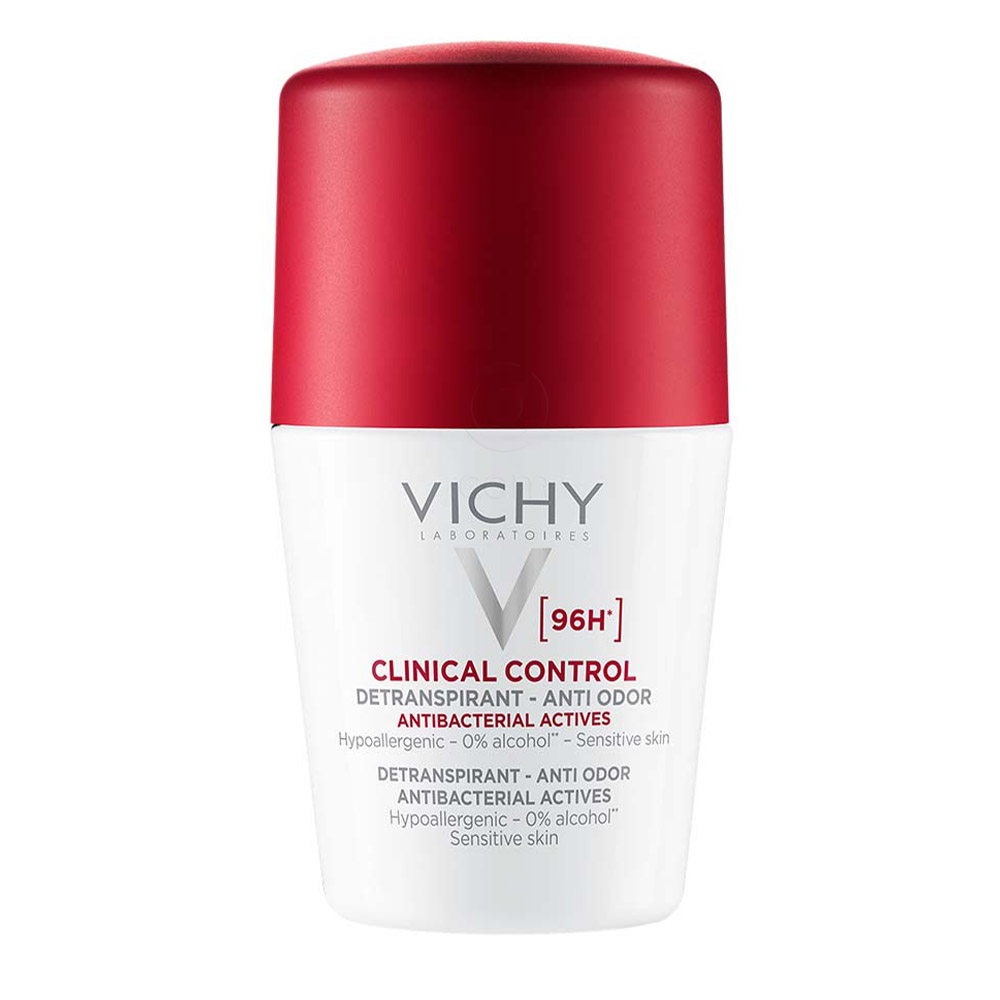Vichy Clinical Control 96h Detranspirant, roll-on dezodorant proti neprijetnemu vonju - paket (2 x 50 ml)