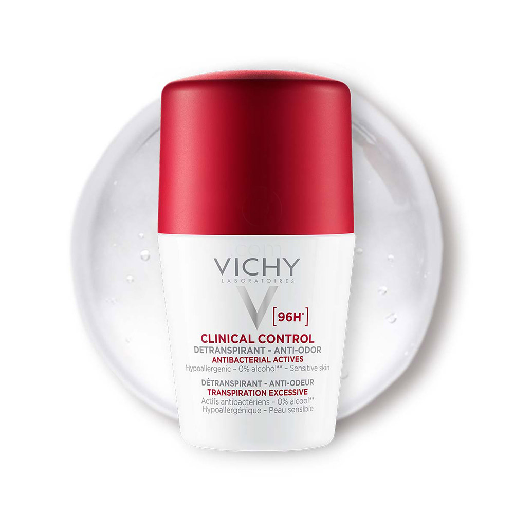 Vichy Clinical Control 96h Detranspirant, roll-on dezodorant proti neprijetnemu vonju - paket (2 x 50 ml)
