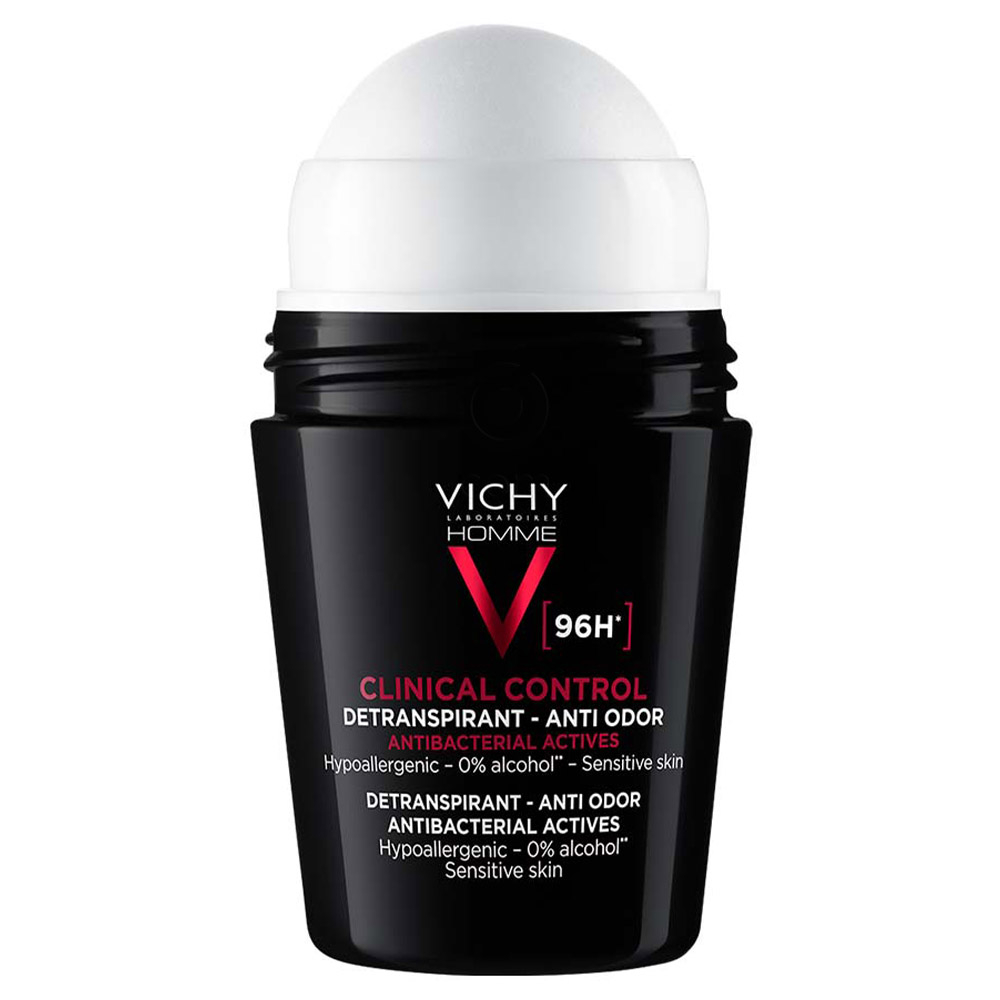 Vichy Homme Clinical Control 96h, detranspirant roll-on proti neprijetnemu vonju - paket (2 x 50 ml)