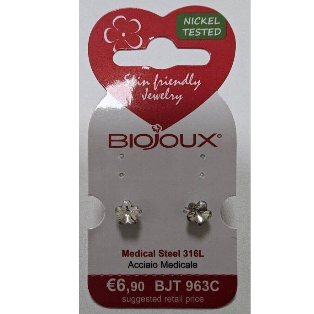 Biojoux, uhani iz kirurškega jekla - Swarovski kristalna roža - BJT963 (2 uhana)