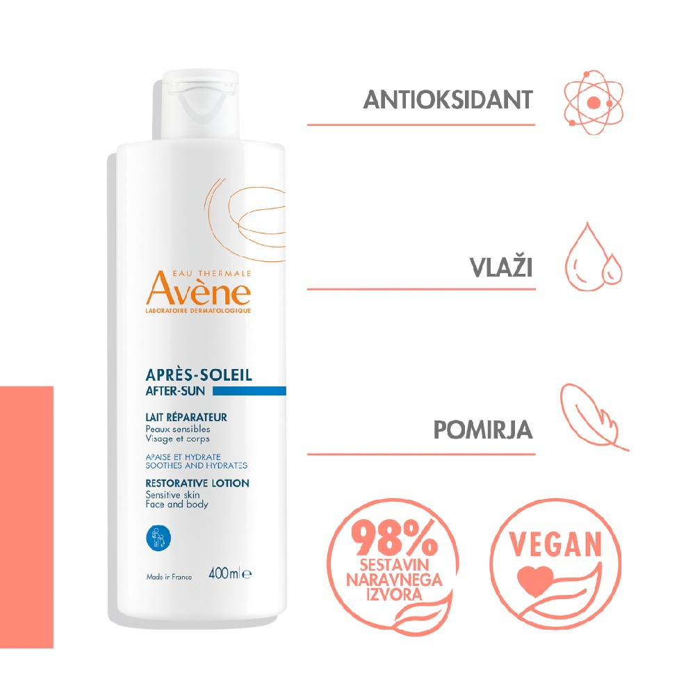 Avene Sun After Sun, obnavljajujoči kremasti losjon po sončenju (400 ml)