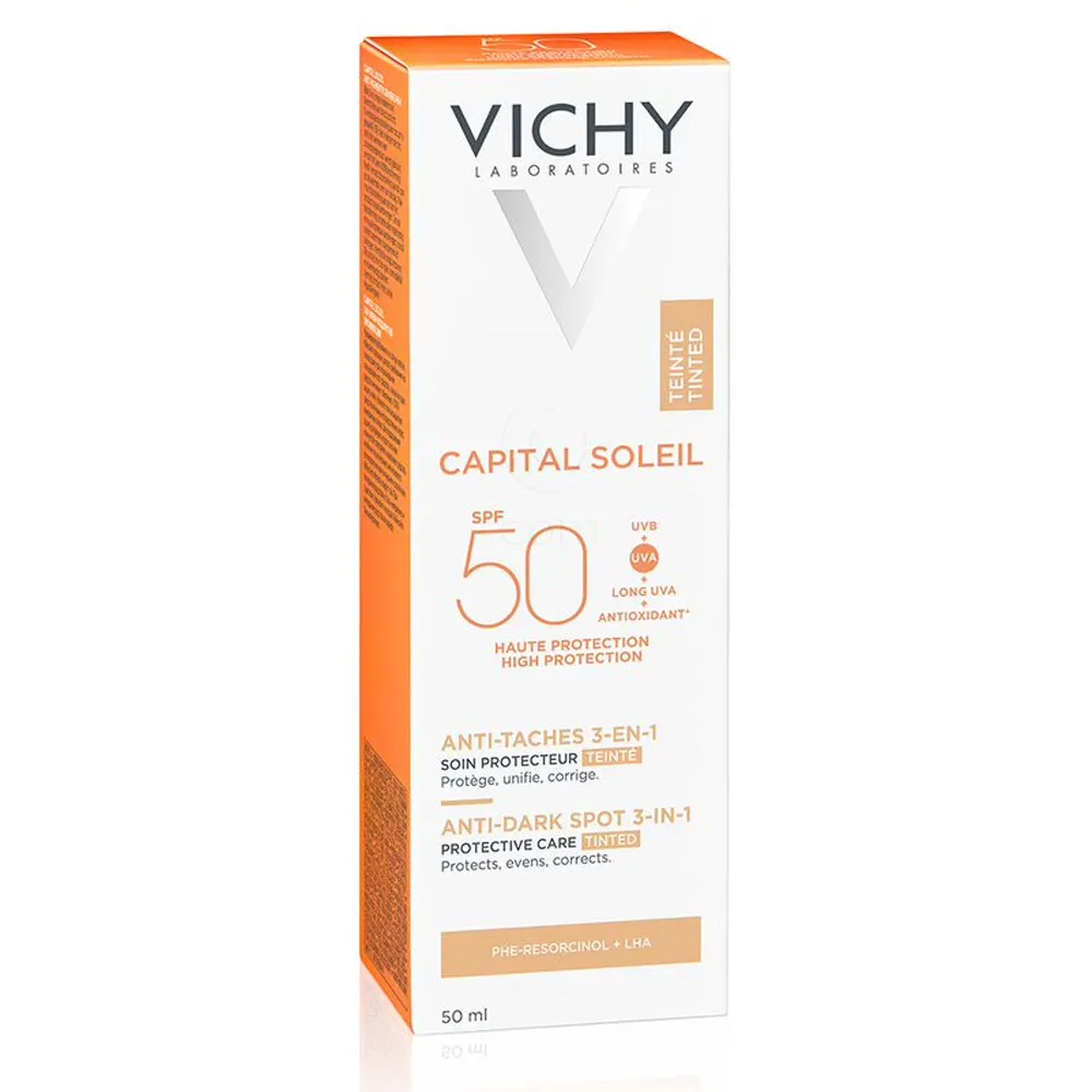 Vichy Capital Soleil, obarvana zaščitna krema za obraz 3v1 - ZF50 (50 ml)