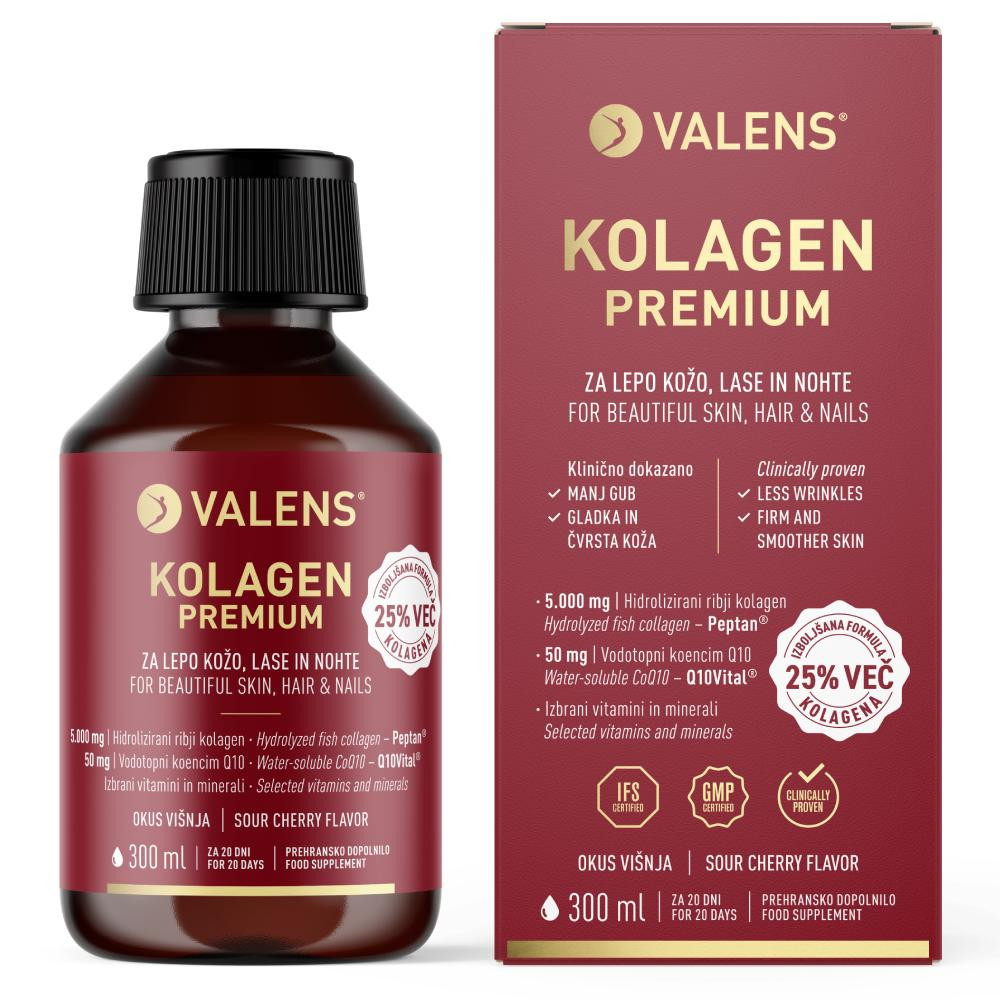 Valens Premium Kolagen, tekočina - okus: višnja (300 ml)