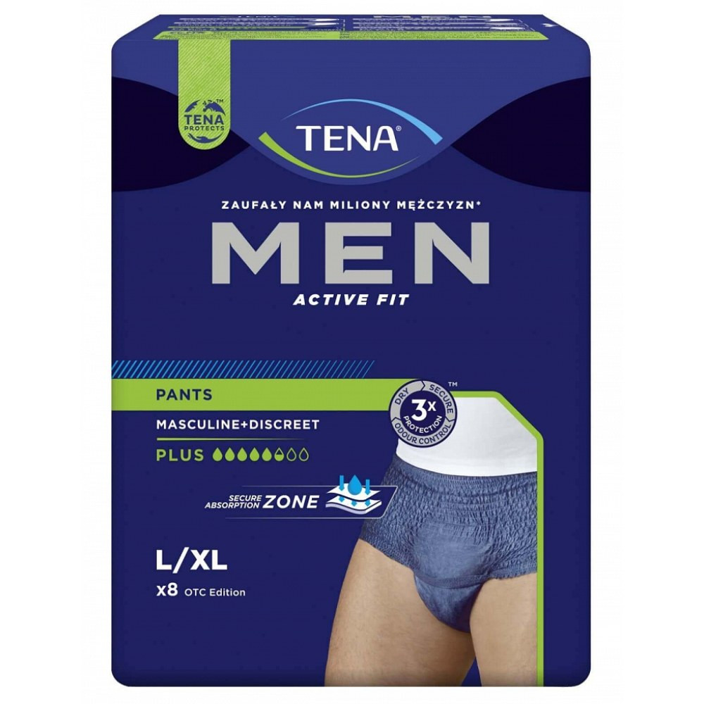 Tena Men Active Fit Pants Plus L/XL, inkontinenčne hlačke - modre (8 hlačk)
