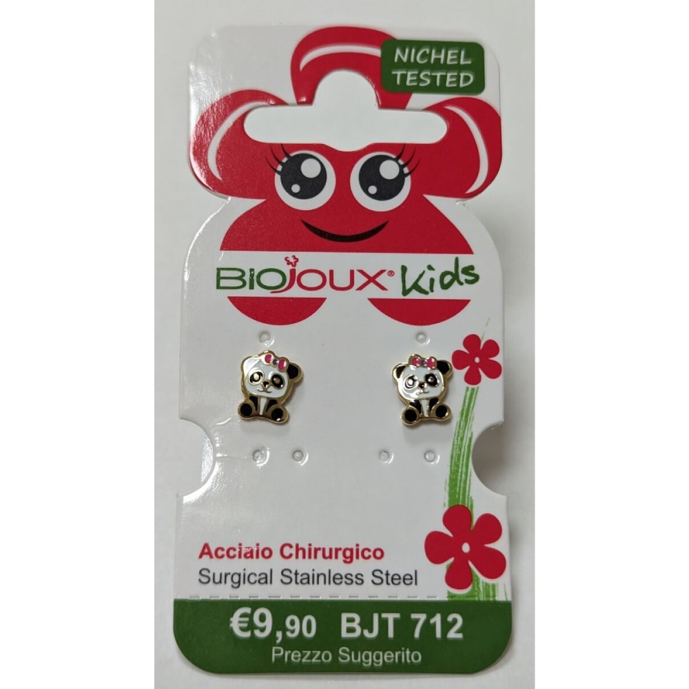 Biojoux Kids, uhani iz kirurškega jekla - Panda baby - zlate barve- BJT712 (2 uhana)