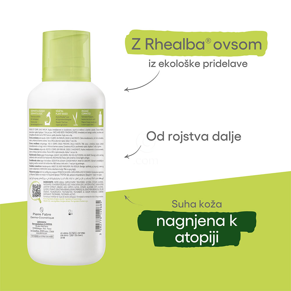 A-Derma Exomega Control, emolientna krema (400 ml)