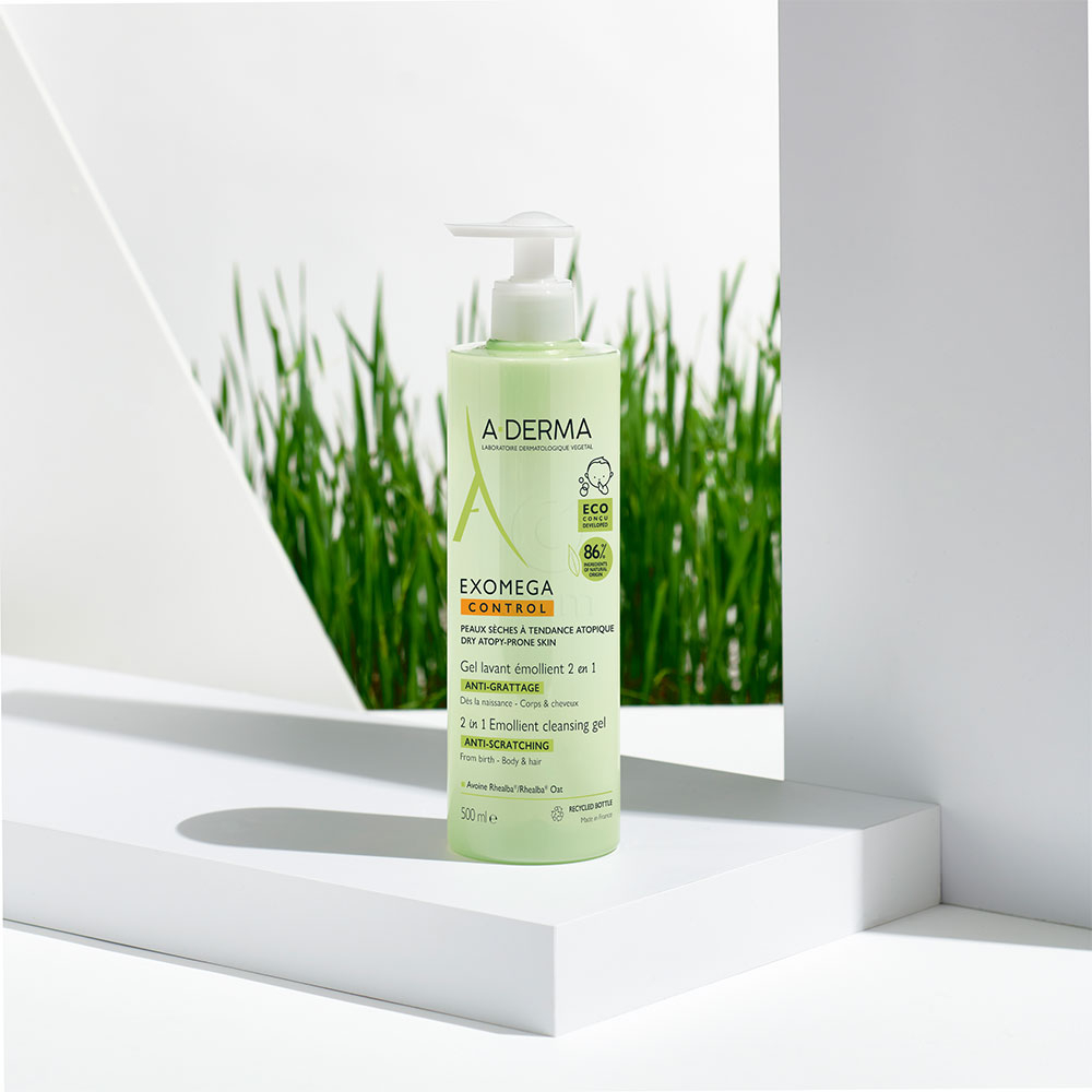 A-Derma Exomega Control, emolientni čistilni gel 2v1 za atopijsko kožo (500 ml)