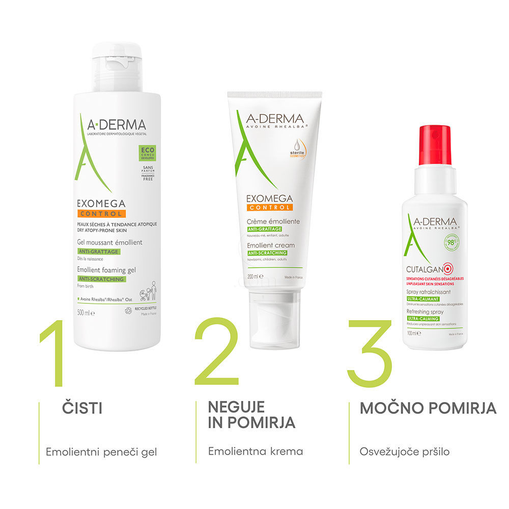 A-Derma Exomega Control, emolientni čistilni gel (500 ml)