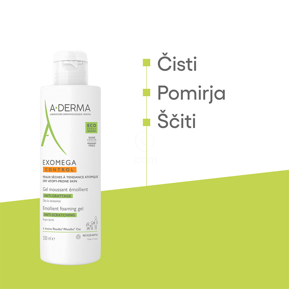 A-Derma Exomega Control, emolientni čistilni gel (500 ml)