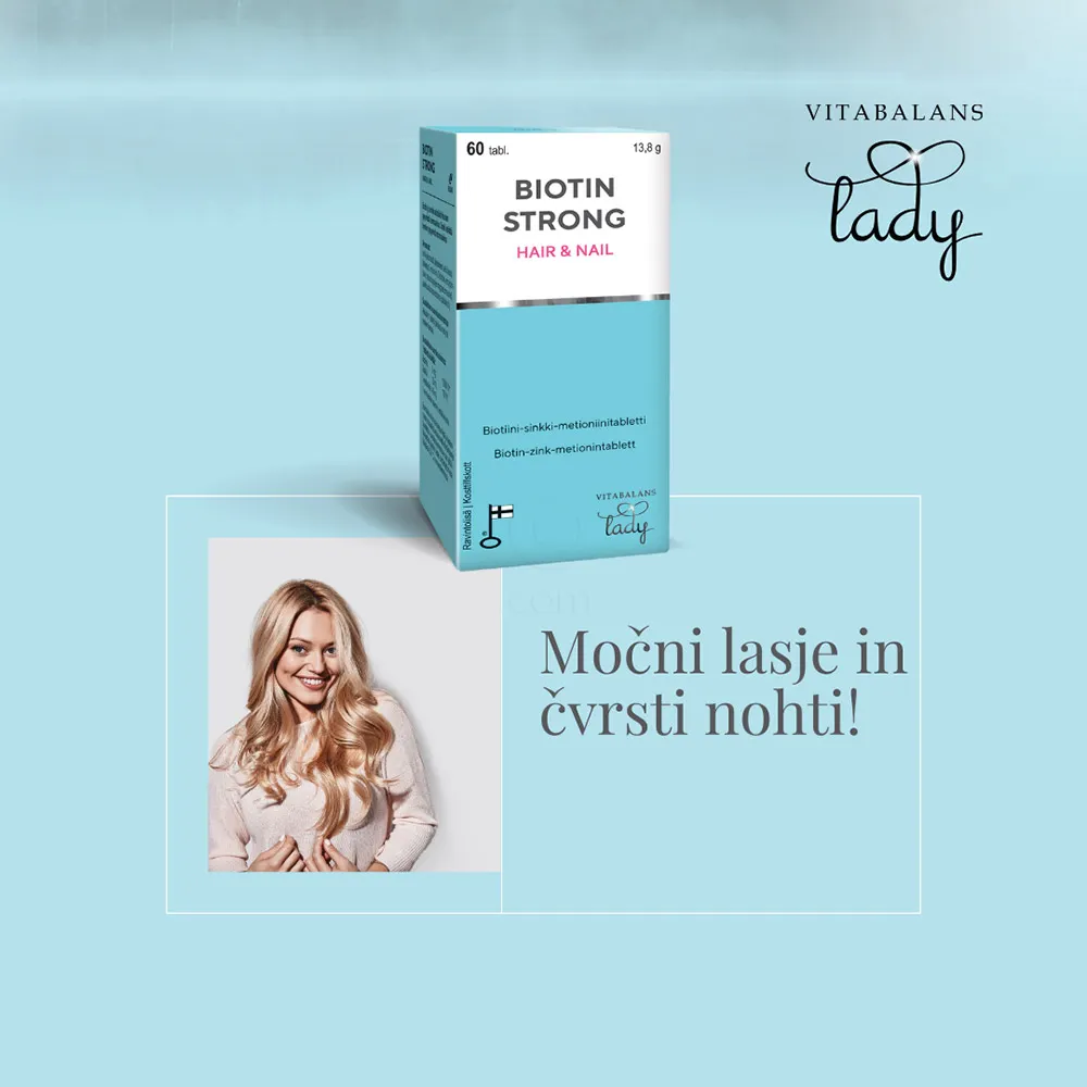 Biotin Strong Vitabalans Lady, tablete za lase in nohte (90 tablet)