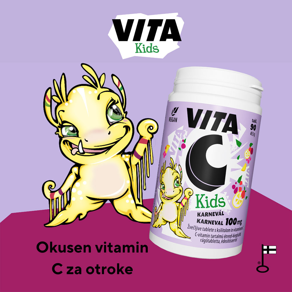 Vita-C Kids 100 mg Vitabalans Karneval, žvečljive tablete (90 tablet)